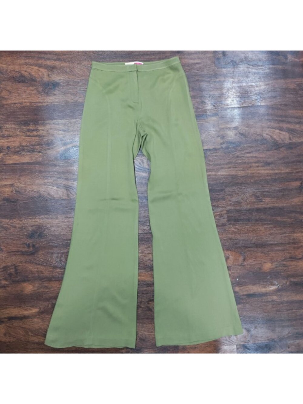 Vintage Tracy Reese Midrise S Flat Front Flare Leg Y2K Pants Tan - Picture 2 of 15